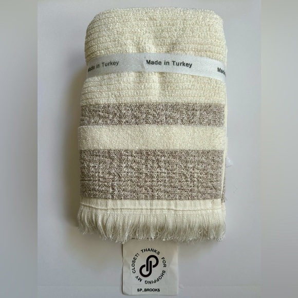 🎁6PC Hotel Balfour Bath Towel Set -CRMLTBG DUBLIN- Cotton- Cream & Heather Taupe - Picture 6 of 10